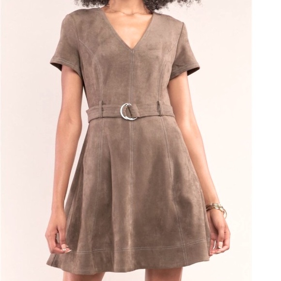 NWT SugarLips Olive Faux Suede Dress - Picture 1 of 12